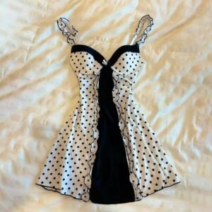 New Sexy Hot Girl Design V-collar Polka Dot Sleeveless Dress