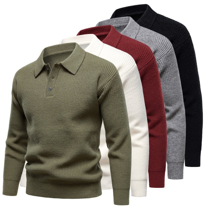 Men's British Fashion Polo Collar Sweater - Image 2