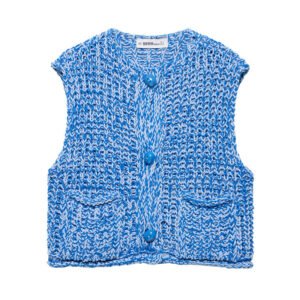 European And American Style Solid Color Thick Needle Knit Casual Short Vest