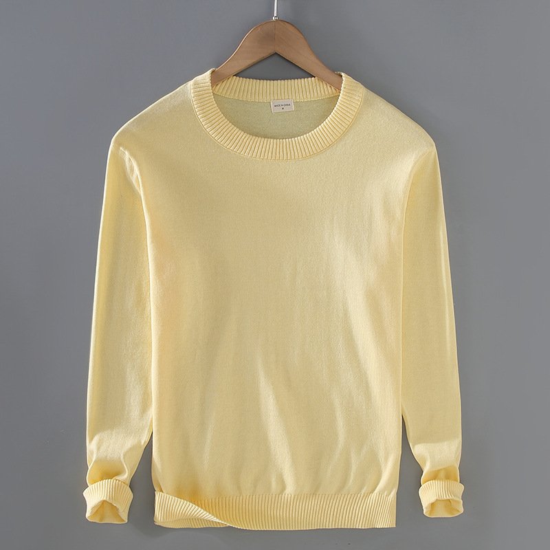 Men's Top Pullover Inner Stretch Rib Round-neck Sweater - Image 9