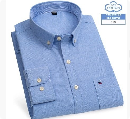 Middle-aged Men's Long Sleeve Pure Cotton Plaid Shirt - Image 8