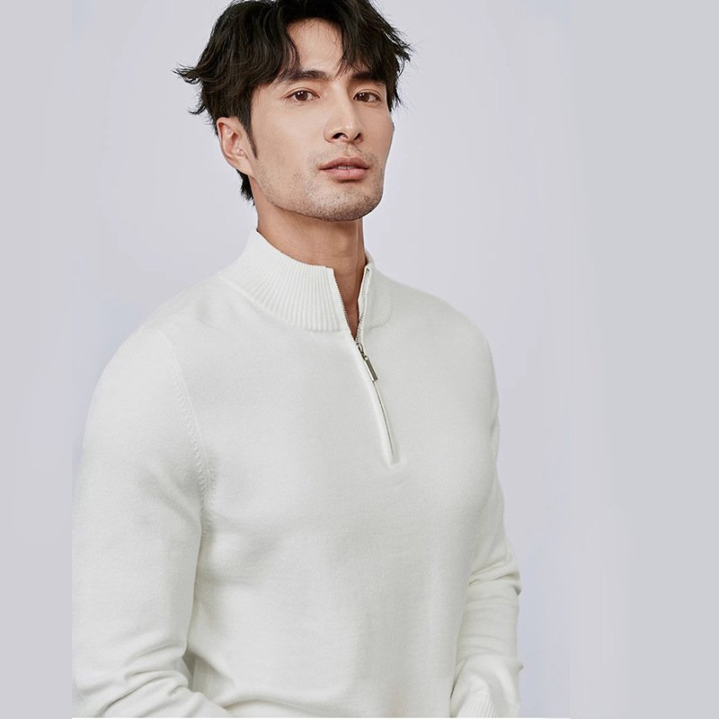 Men's Half Zipper Pullover Long Sleeve Sweater - Image 4