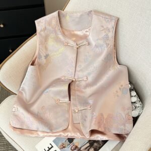 Women's Outer Sleeveless New Chinese Style Buckle Waistcoat Vest