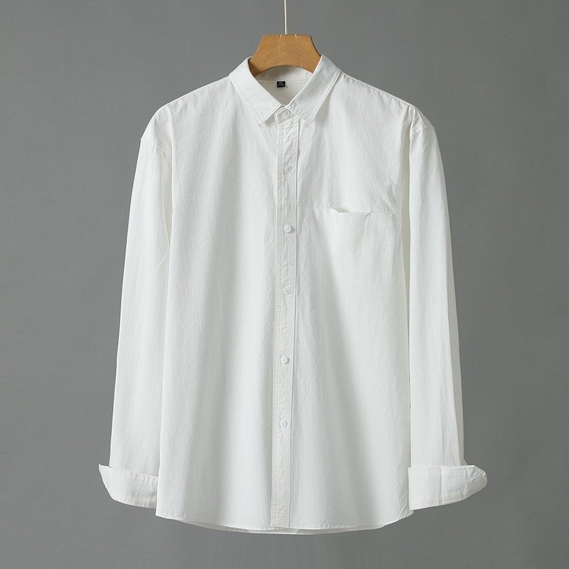 Casual Solid Color Men's Purified Cotton Long Sleeve Shirt - Image 7