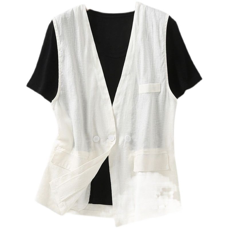 Japanese Style Vest Jacket Loose Casual Cotton Top - Image 5