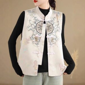 New Chinese Jacquard Embroidery Vest Coat