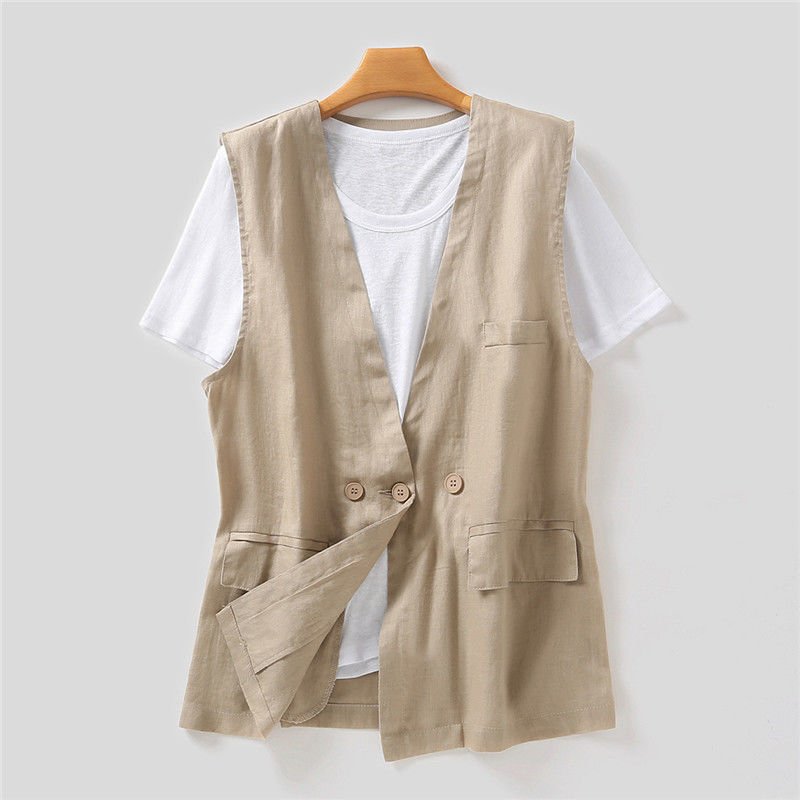 Japanese Style Vest Jacket Loose Casual Cotton Top
