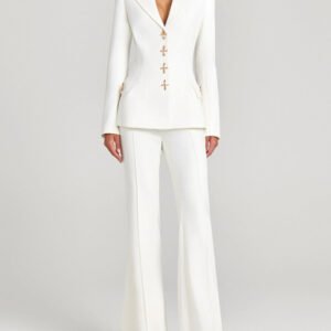 White Single Breasted Blazer And Trousers 2-Piece Suit