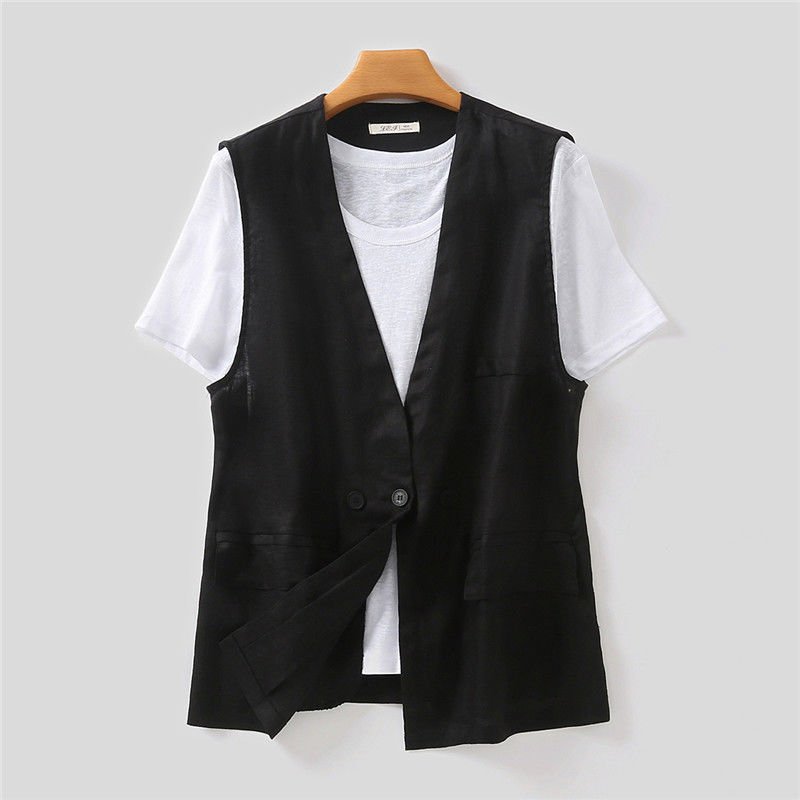 Japanese Style Vest Jacket Loose Casual Cotton Top - Image 2