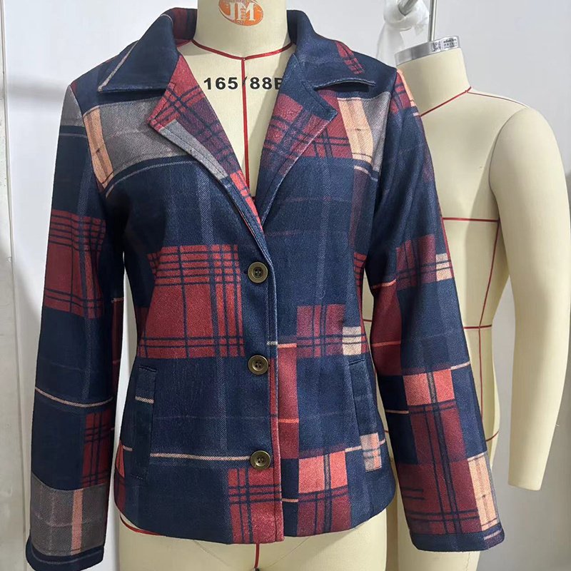 Vintage Women's Blazer With Stand Collar & Single Row Buttons Tailored Jacket For Autumn Winter Casual And Office Wear - Image 4
