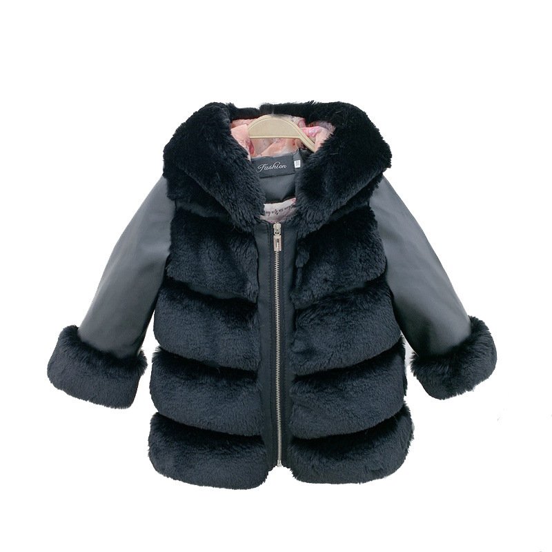Children's Cotton Coat Rex Rabbit Hooded Faux Fur Coat - Image 6