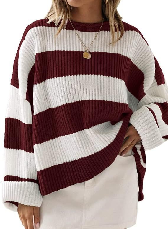 Women's Bell Sleeve Loose Sweater Striped - Image 10