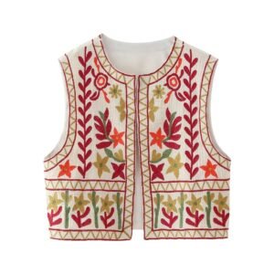 European And American Style Round Neck Embroidered Vest