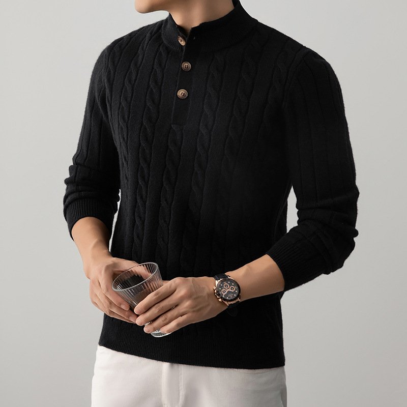 Thick Jacquard Warm Young And Middle-aged Soft Turtleneck Sweater - Image 3