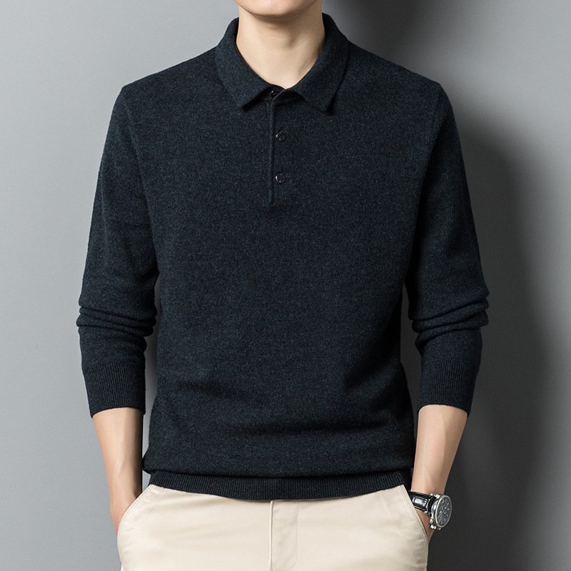 Fall Casual Polo Collar Long-sleeved Sweater - Image 10