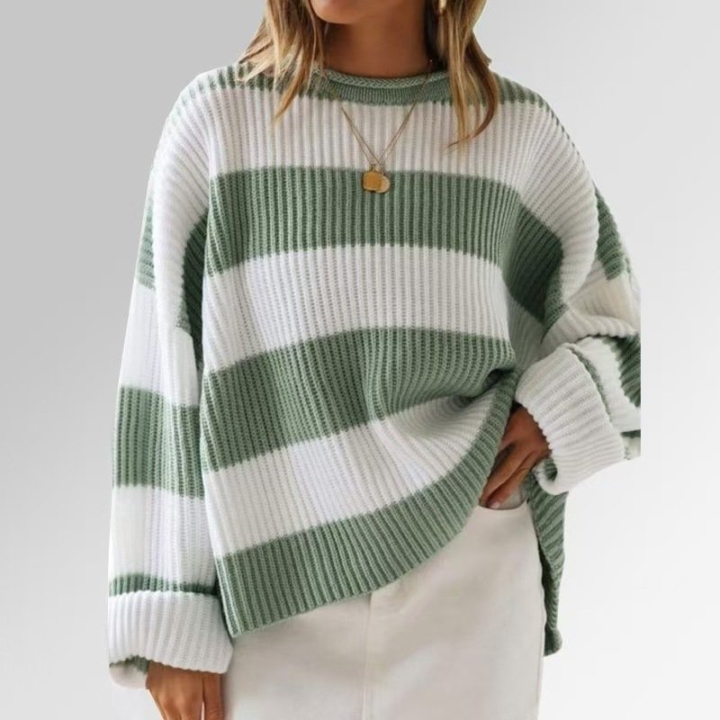Women's Bell Sleeve Loose Sweater Striped - Image 6