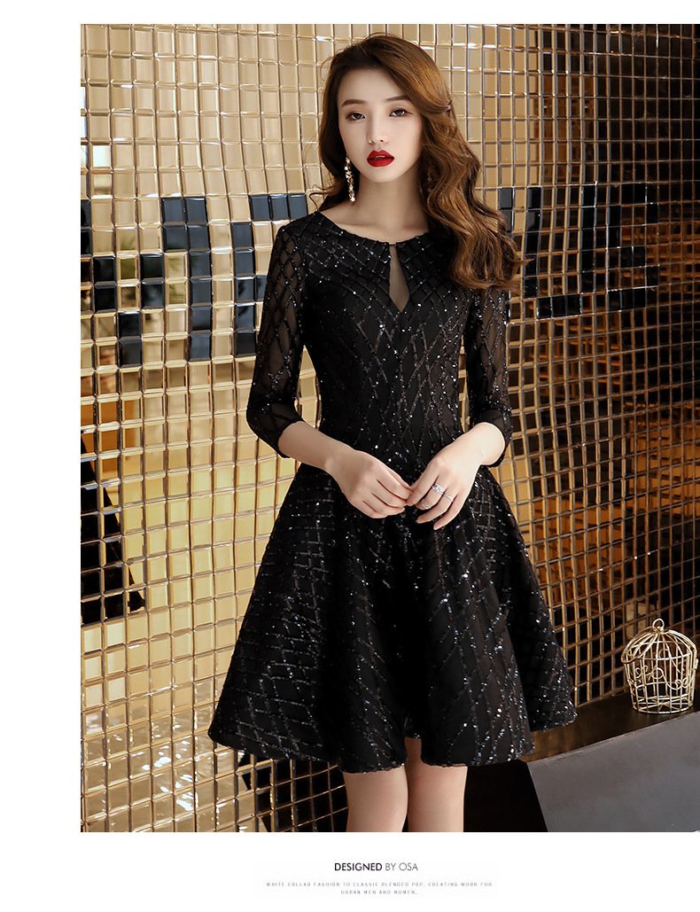 Women's Black Dinner Party Cocktail Party Birthday Party Dress Small Dress Short Socialite - Image 10