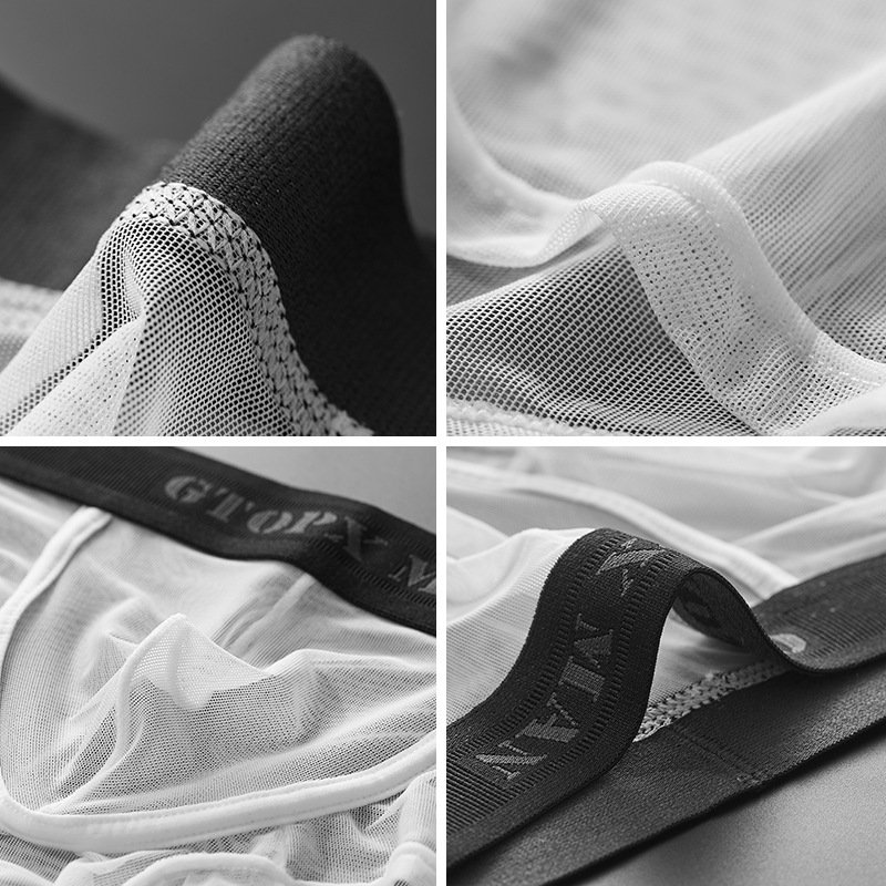 Personality Ice Silk U Convex Low Waist Thin Transparent Sexy Mesh Breathable Briefs - Image 3