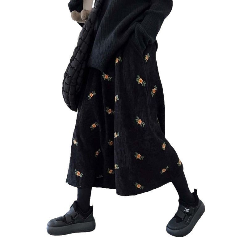 Vintage Brown Corduroy Skirt Skirt Overknee Dress - Image 5