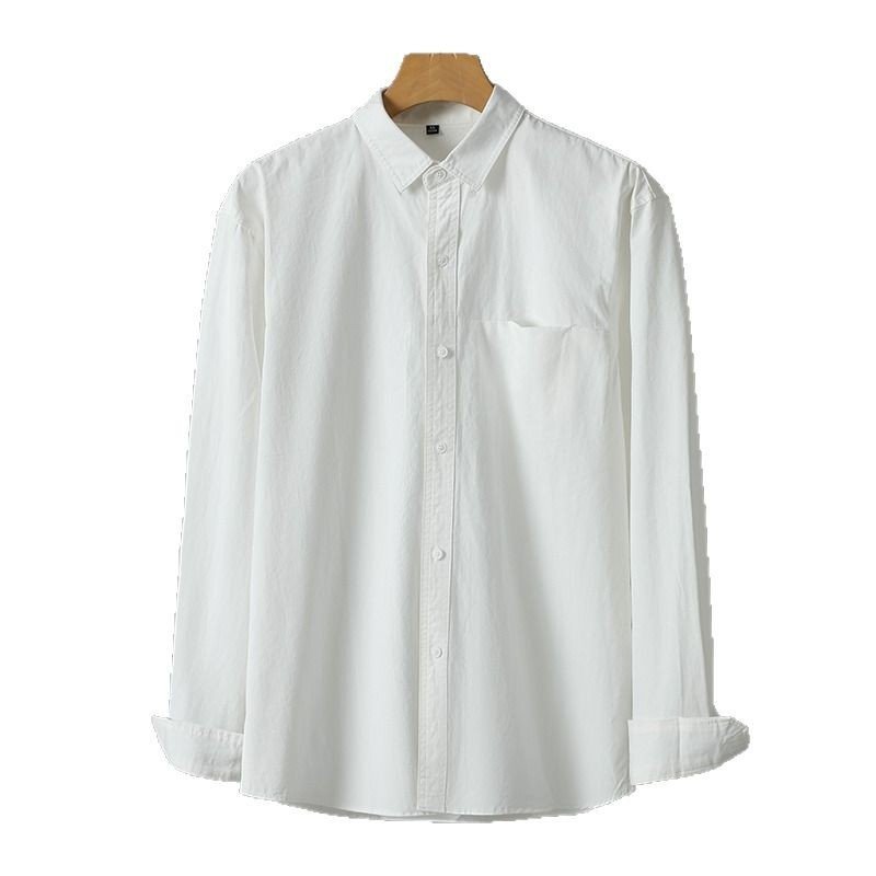 Casual Solid Color Men's Purified Cotton Long Sleeve Shirt - Image 5