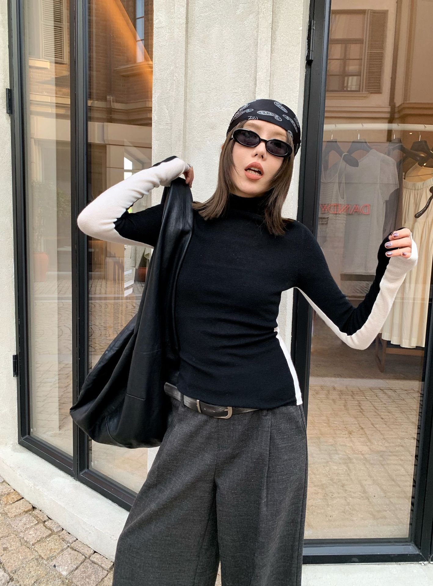 Double-color Women's Contrast Color Slim Fit Woolen Sweater - Image 4