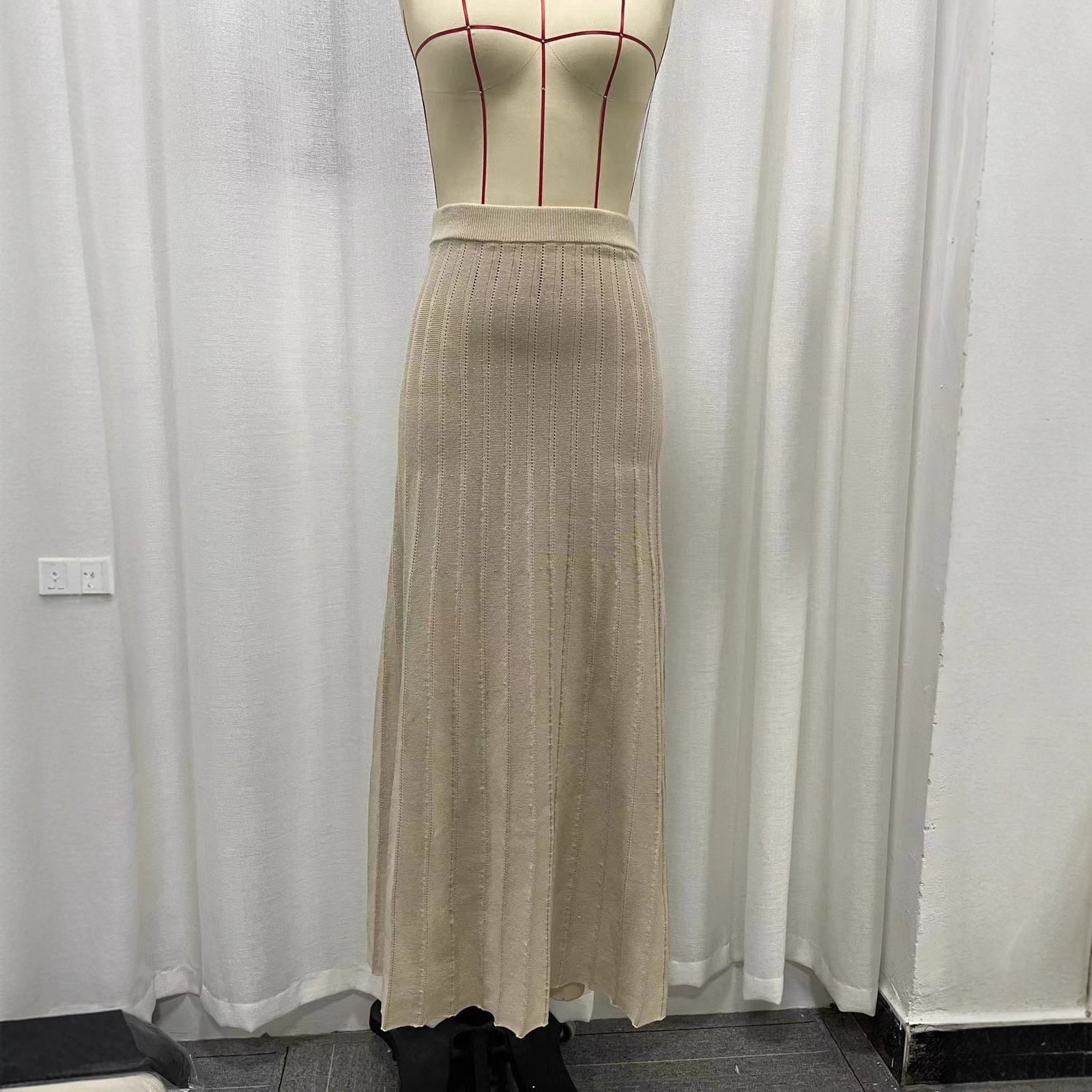 Women's Pleated Fishtail Skirt Apricot - Image 4