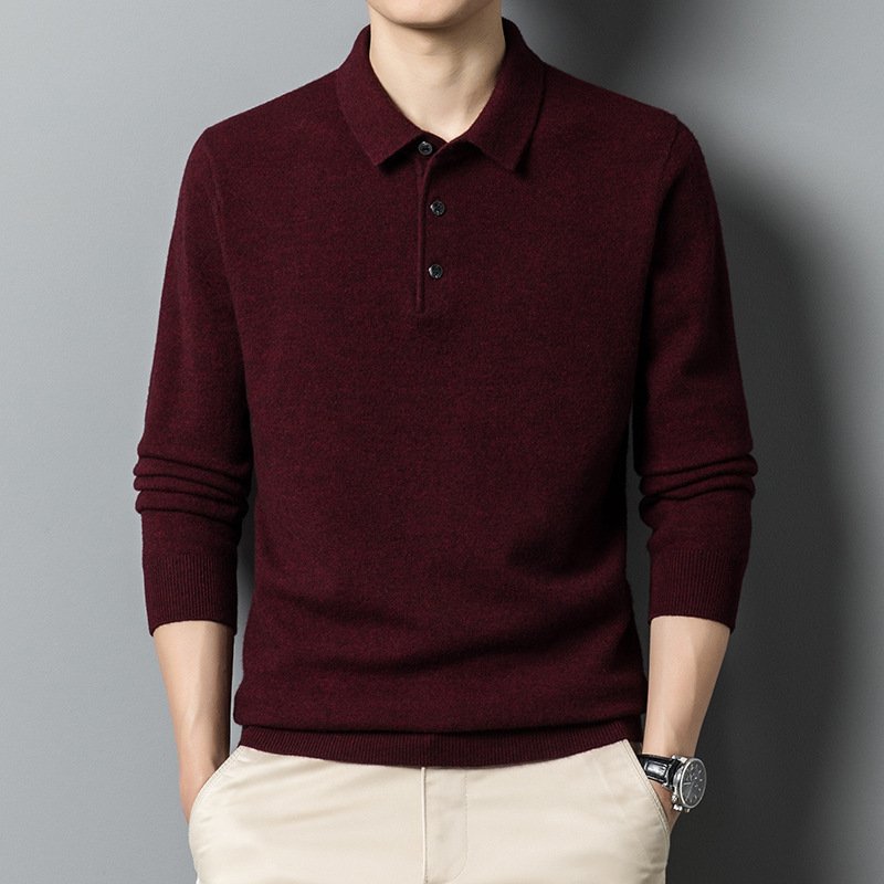 Fall Casual Polo Collar Long-sleeved Sweater - Image 6