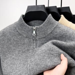 Men's High-end Stand Collar Knitted Zipper Cardigan Thickened