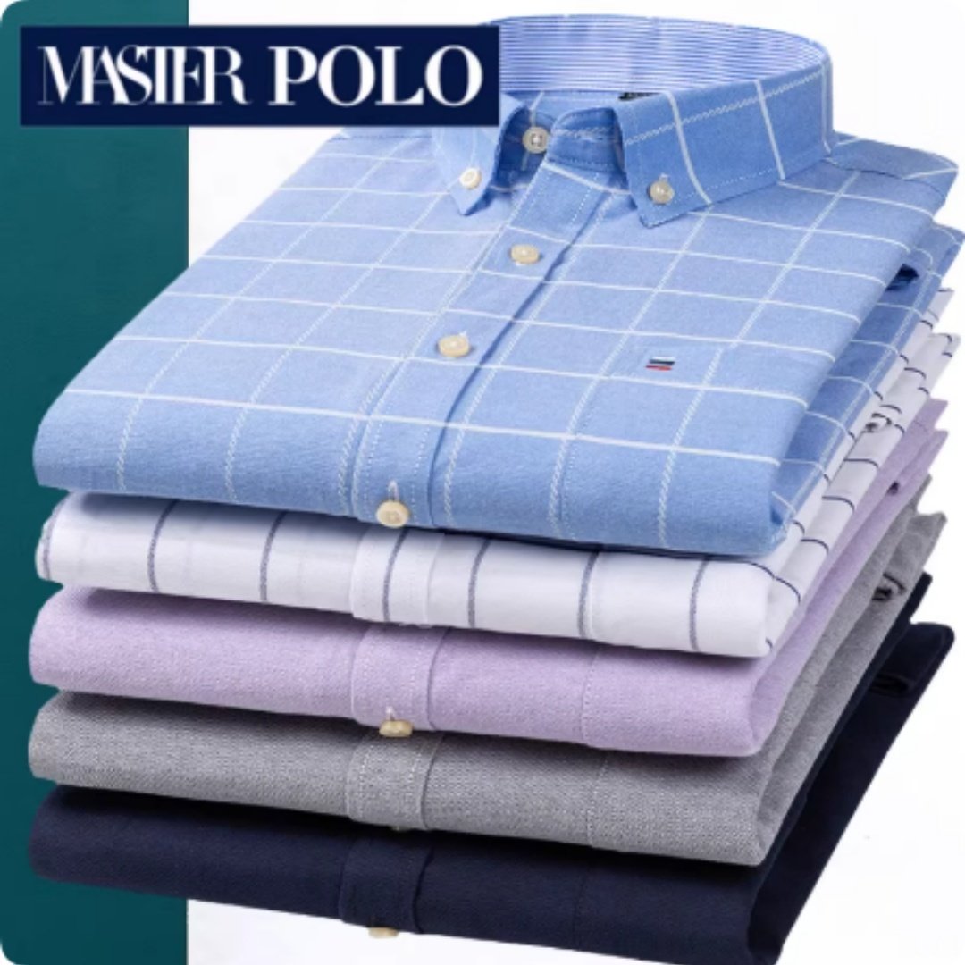 Middle-aged Men's Long Sleeve Pure Cotton Plaid Shirt - Image 2