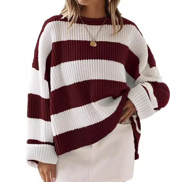 Women's Bell Sleeve Loose Sweater Striped - Image 4