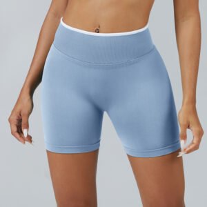 Color Matching Seamless Tight Yoga Shorts Peach Hip Raise