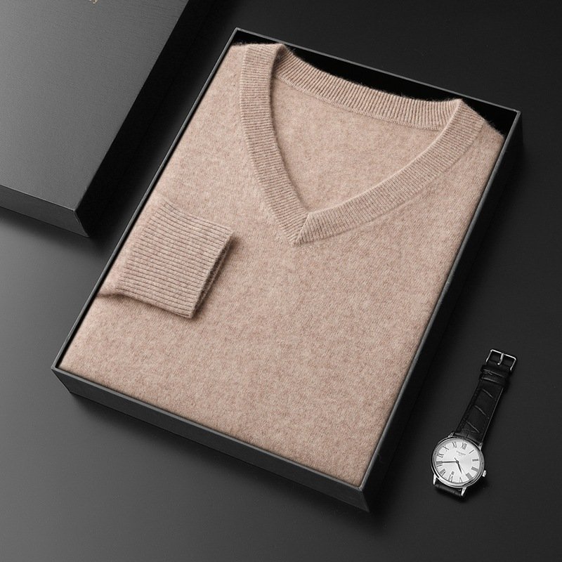 Cashmere Sweater Men's V-neck Loose - Image 4