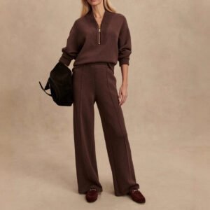 Women's Clothing Zipper Casual Simple Knitting Two-piece Suit