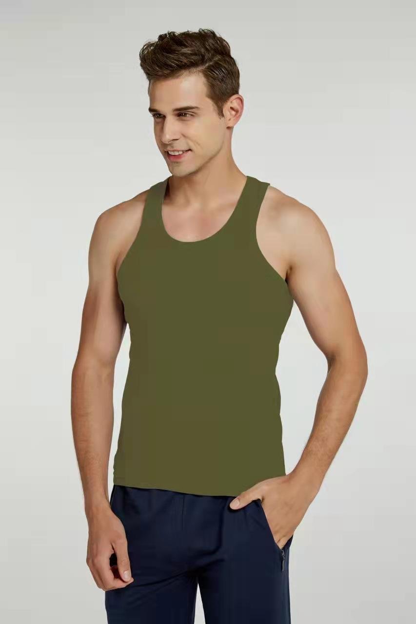 Men's Vest Cotton Slim Fit Sports Bottoming Shirt Breathable Stretch Underwear - Image 10