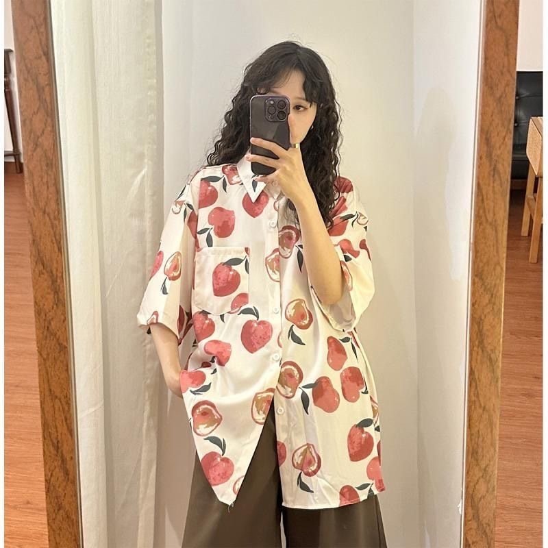 Summer Hong Kong Style Couple Half Sleeve Flower Shirt - Image 3