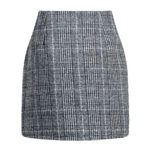 Womens High Waist Plaid Skirt Bodycon Pencil Wool Mini Skirts