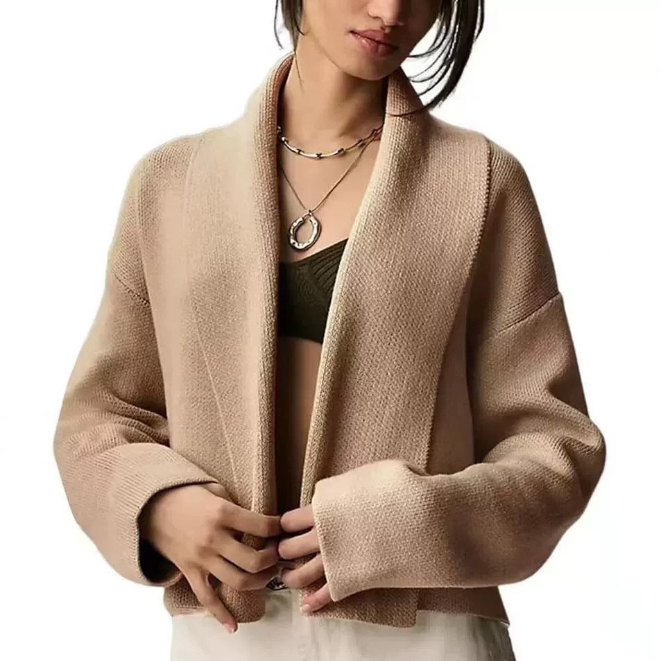 Fashionable All-matching Scarf Collar Knitted Cardigan Shawl