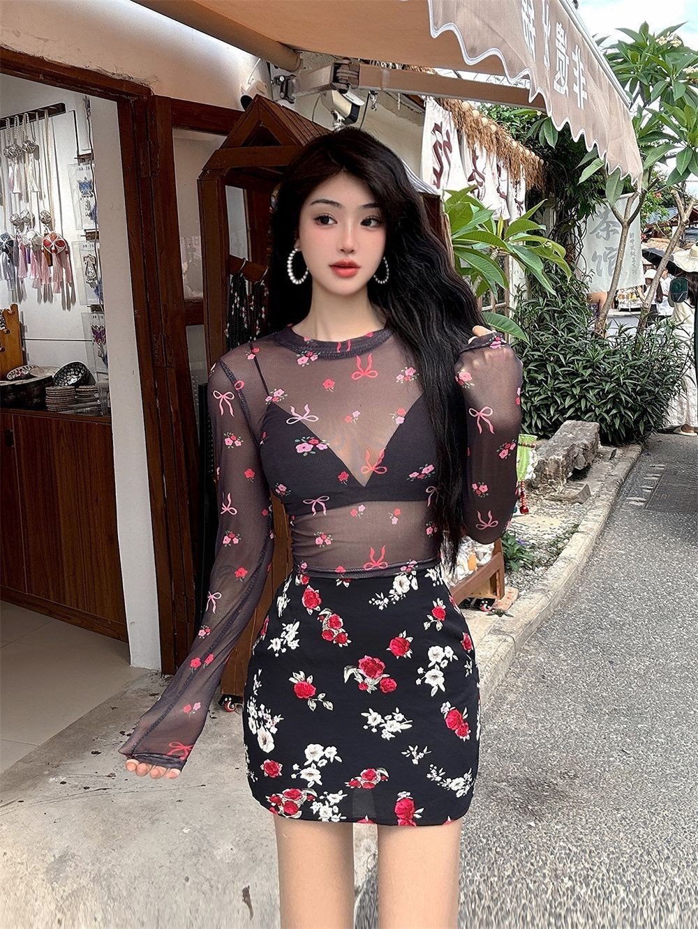 Sweet Cool Girl Dopamine Print Long Sleeve Mesh Top - Image 7