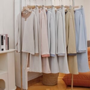 Round Neck Pullover De Velvet Pajamas Women's Autumn Long-sleeved Trousers Striped Homewear Suit