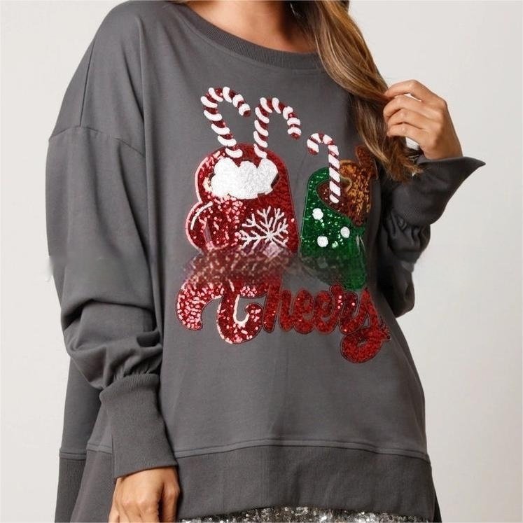 Women's Confectionery Cup Sequined Sweater Casual Loose Top - Image 6