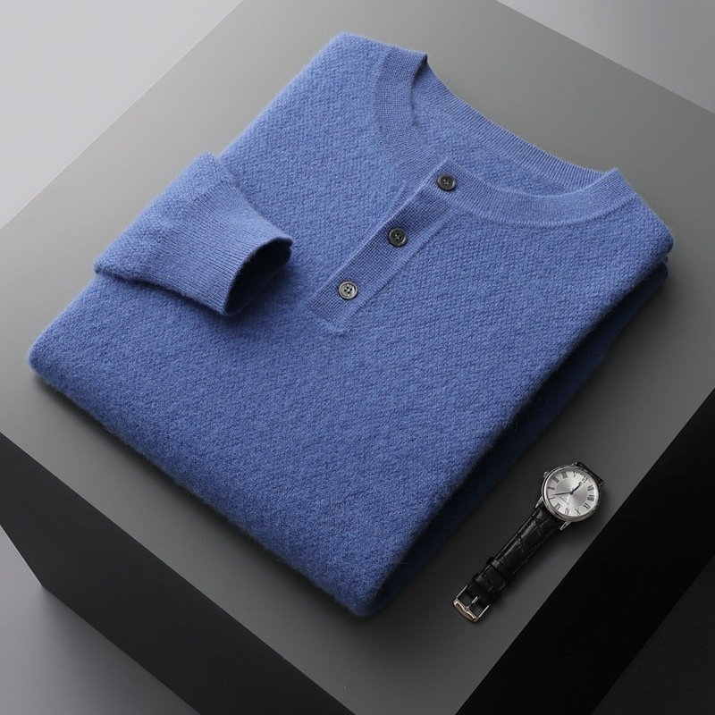 New Men's Round Neck Half Button Sweater - Image 8