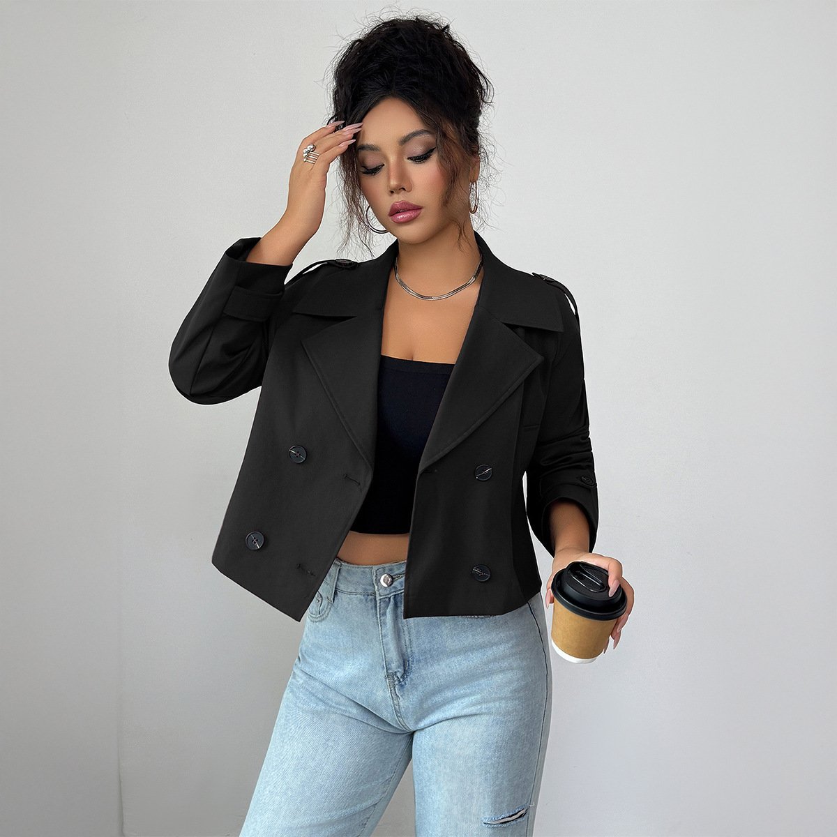 Casual Minimalist Long Sleeve Jacket Vest Coat Women - Image 4