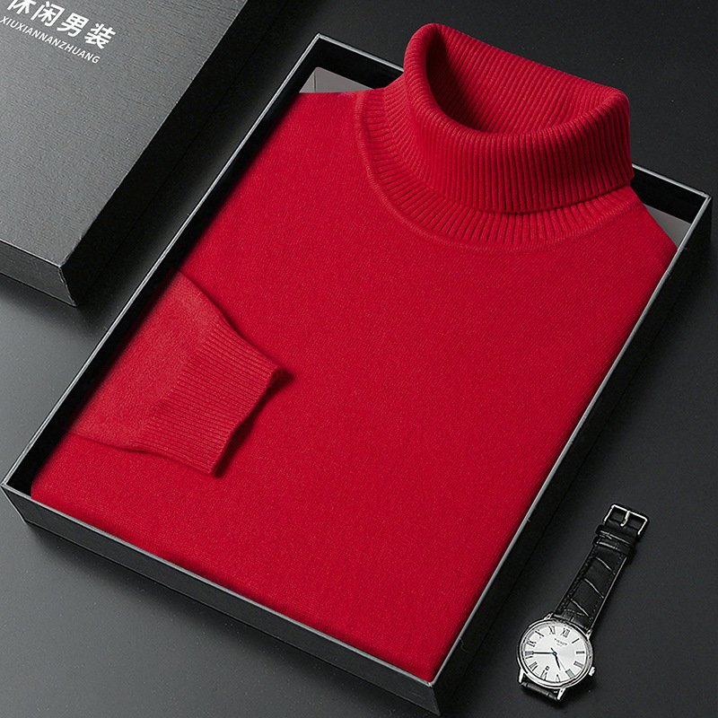 Men's Sweater Turtleneck Winter Solid Color Bottoming Sweater - Image 8
