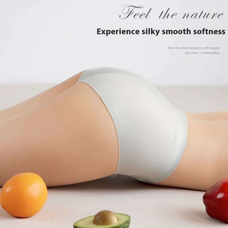 Ice Silk Underwear Women's Traceless Mid Waist Silk Antibacterial Girl Student Pure Cotton - Image 3