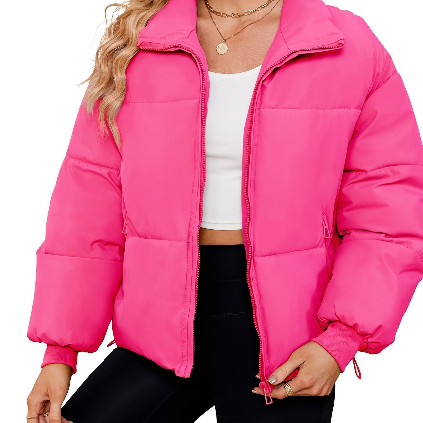 Women's Lightweight Quilted Down Jacket Casual Long Sleeve - Image 4