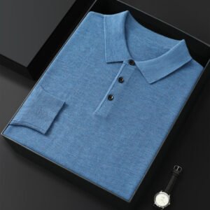 Spring And Autumn New Fashion Casual Polo Collar Long-sleeved Sweater Men