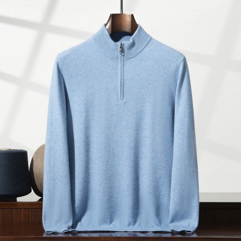 Men's Cashmere Sweater Zip-up Turtleneck Young And Middle-aged - Image 2