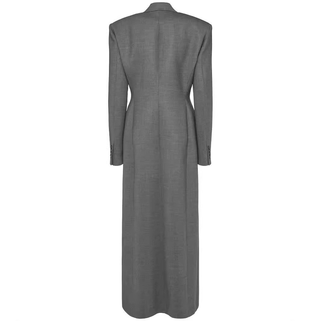 Double-breasted Long Sleeve Slim-fit Elegant Padded Shoulder Extended Suit Jacket - Image 5