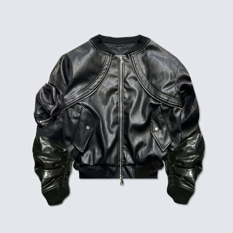 Heavy Industry Vintage Leather Flight Jacket Baggy Coat - Image 5