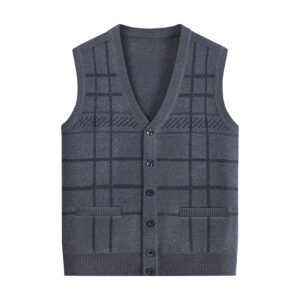 Knitted Cardigan Thickened Men's Waistcoat Vest For The Elderly